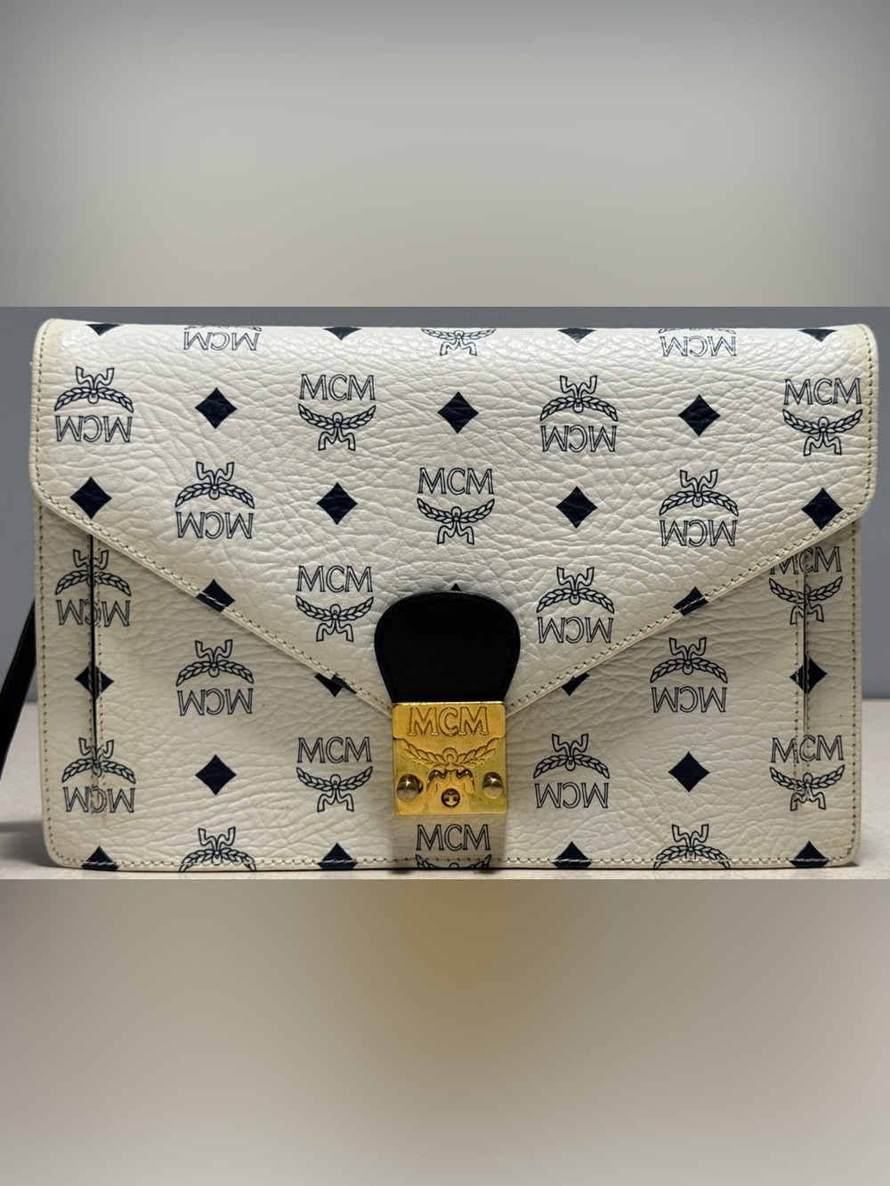 MCM Visetos Monogram Coated Canvas Clutch